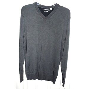 Ashworth M Merino Wool Gray Long Sleeve V-Neck Golf Sweater Pullover
